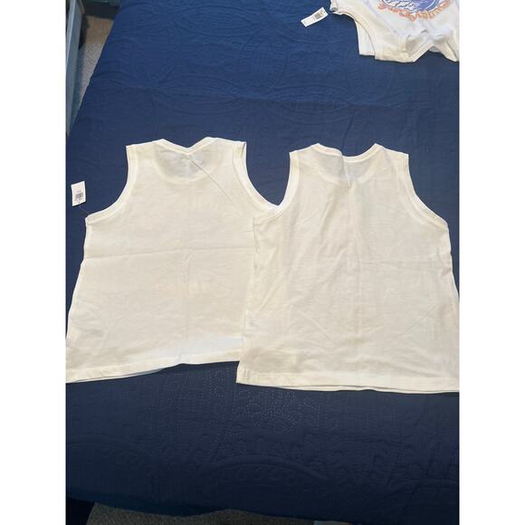 NWT Lot of 2 Girl's Old Navy Summer Tank Tops White with Graphic Print Size M(8) - Picture 2 of 3